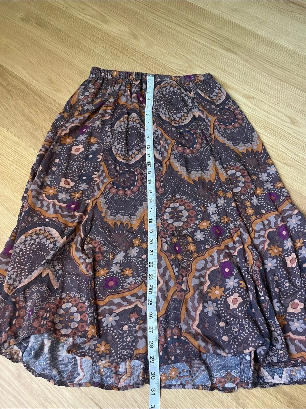 Free People Women’s Annalise Printed Maxi Skirt-chocolate Brown size M